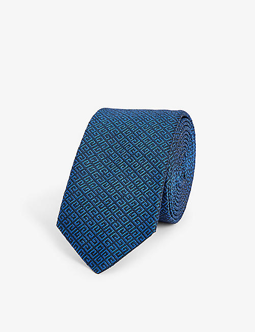GIVENCHY: Logo monogram-weave silk tie