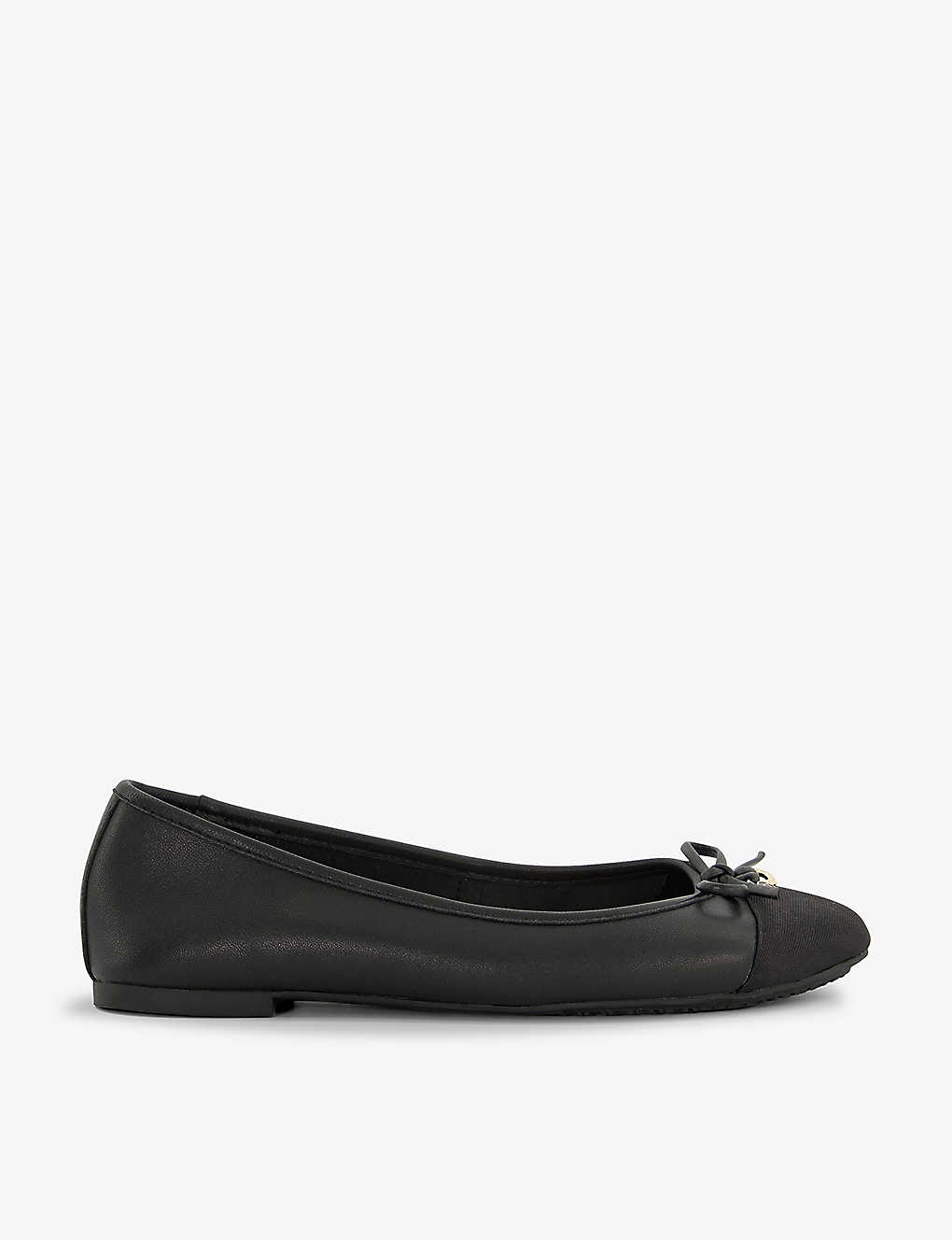 Dune Womens Black-leather Hallo Wide-fit Logo-charm Leather Courts