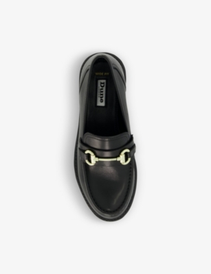 Shop Dune Women's Black-leather Gallagher Wide-fit Leather Loafers