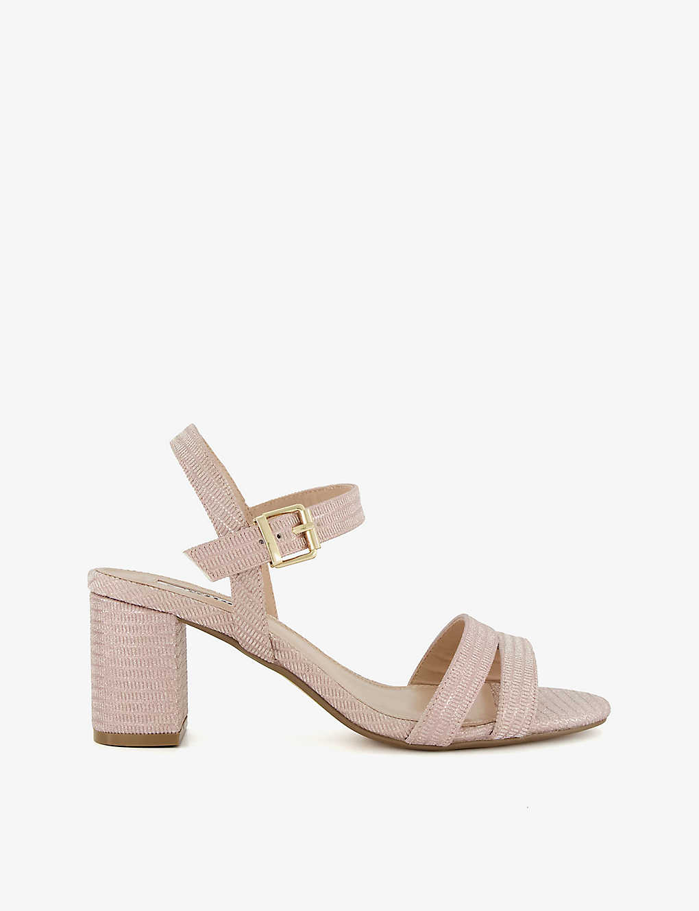 Dune Womens Rose Gold-fabric Merisa Glitter Block-heel Woven Sandals