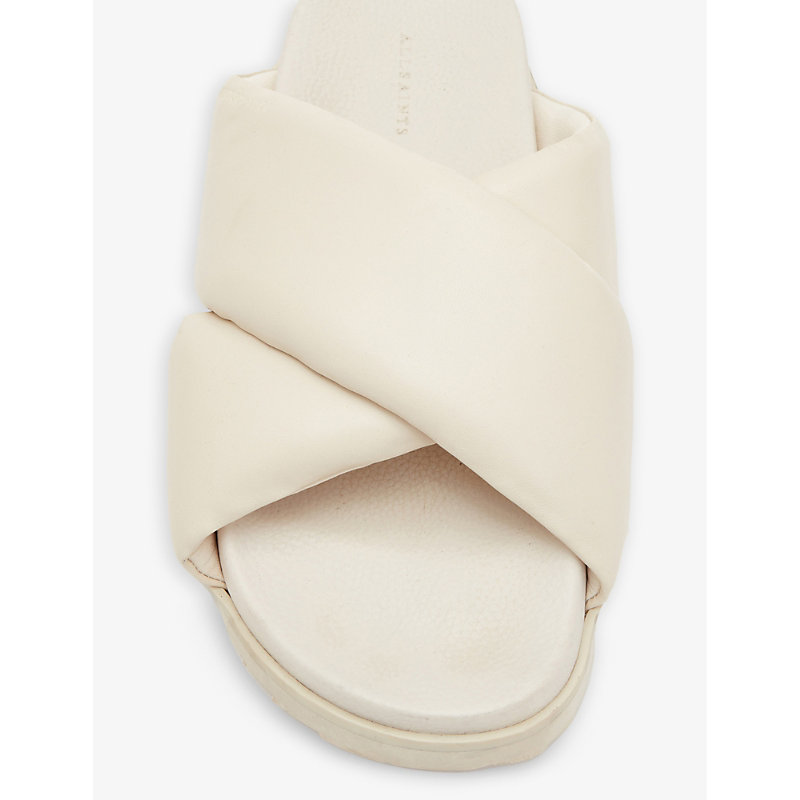Shop Allsaints Womens Chalk White Saki Cross-strap Leather Sandals