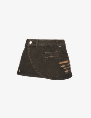MIAOU: Hunter zip-detail low-waist denim mini skirt