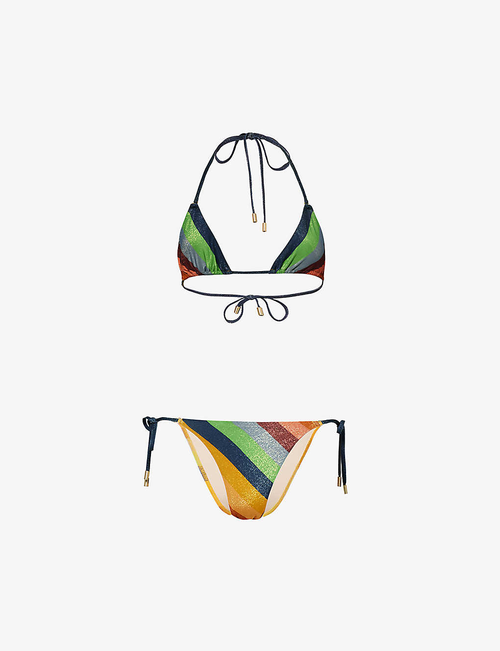 Zimmermann Womens Lurex Multi Stripe Lexi Striped Metallic Recycled Polyester-blend Triangle Bikini