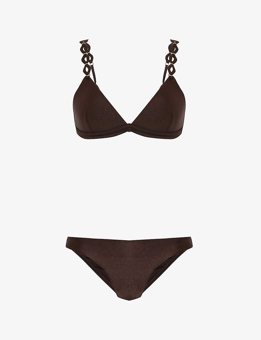 Shop Zimmermann Womens Chocolate August Embellished-strap Bikini Set In Brown