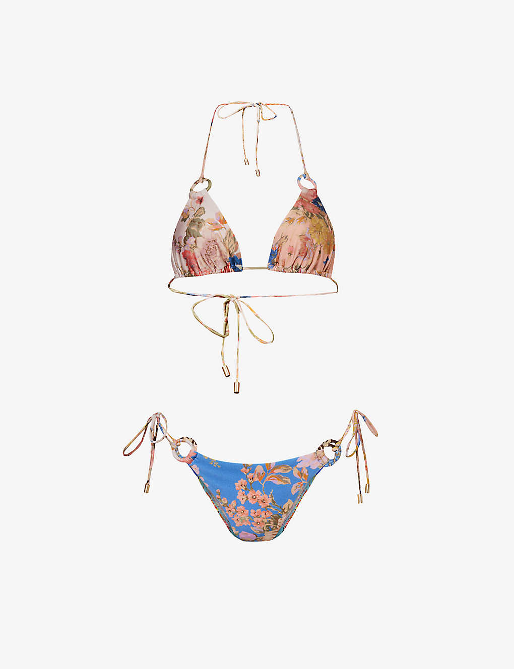 Shop Zimmermann Womens Spliced August Floral-print Bikini Set In Multi-coloured