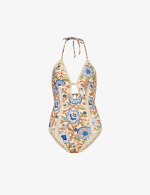ZIMMERMANN: Junie floral-pattern swimsuit