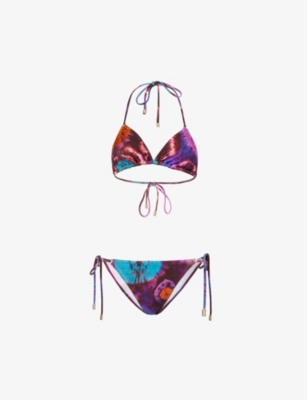 ZIMMERMANN ZIMMERMANN WOMEN'S TIE DYE MULTI ACADIAN TIE-DYE TRIANGLE BIKINI SET