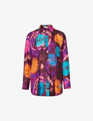 Zimmermann Acadian Graphic-pattern Silk Shirt In Tie Dye Multi
