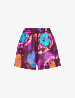 Zimmermann Tie-dyed Silk Chiffon Shorts In Tie Dye Multi