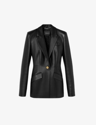 VERSACE VERSACE WOMENS BLACK MEDUSA SINGLE-BREASTED LEATHER BLAZER