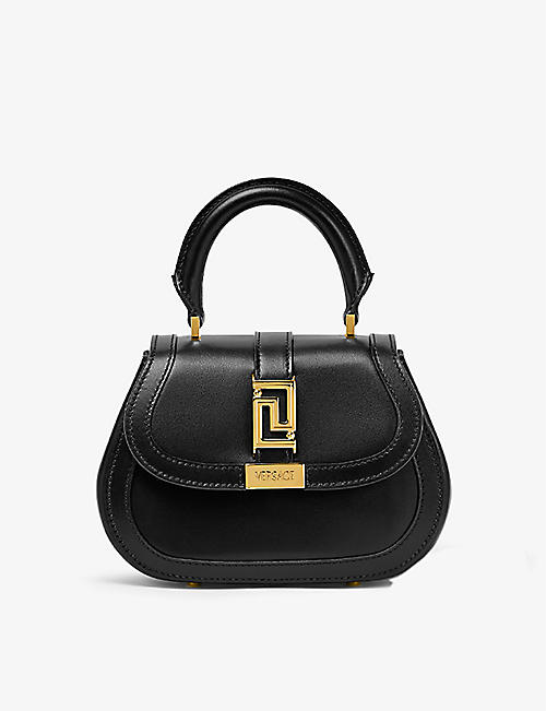 VERSACE: Greca Goddess mini leather top-handle bag