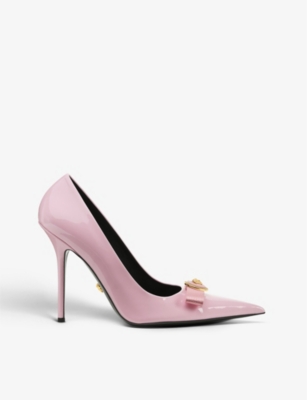 VERSACE - Gianni Ribbon 120 Medusa-emblem patent-leather pumps ...