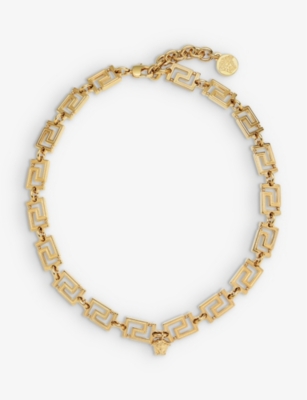 VERSACE Greca brass pendant necklace
