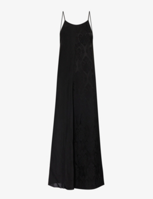 Shop Uma Wang Women's Black Adore Contrast-panel Woven Midi Dress