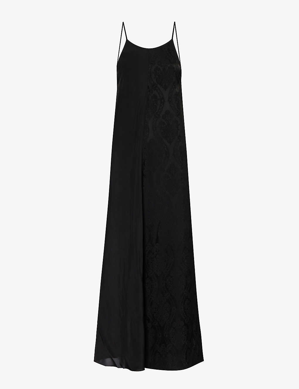 Shop Uma Wang Women's Black Adore Contrast-panel Woven Midi Dress