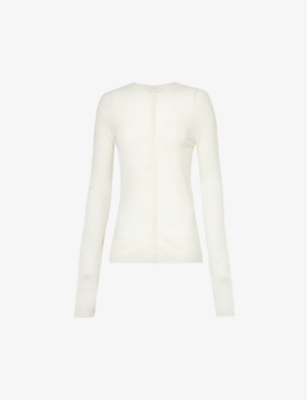 Uma Wang Womens Off White Long-sleeved Brushed-texture Cashmere Knitted Top