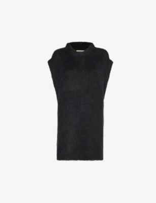 Uma Wang Womens Black Brushed-texture Relaxed-fit Alpaca Wool-blend Knitted Top In Black