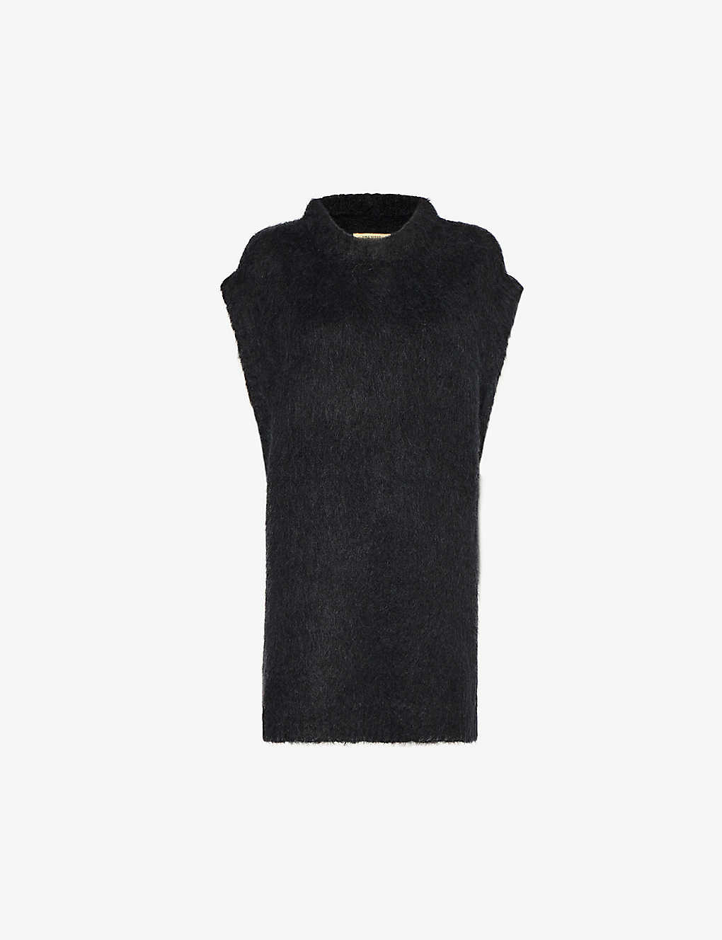 Uma Wang Womens Black Brushed-texture Relaxed-fit Alpaca Wool-blend Knitted Top