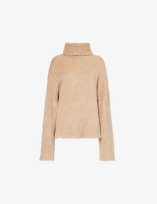 UMA WANG: Roll-neck brushed-texture alpaca wool-blend knitted jumper