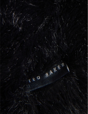 Shop Ted Baker Women's Black Prinnia Wide-brim Faux-fur Bucket Hat