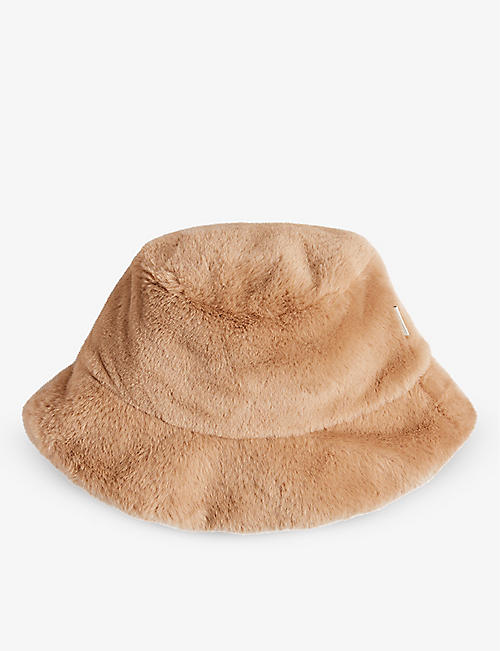 TED BAKER: Prinnia wide-brim faux-fur bucket hat