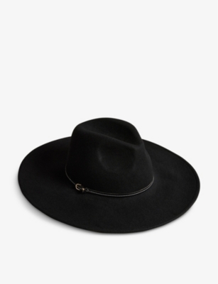 Ted Baker Womens Black Abbiea Felted-wool Hat