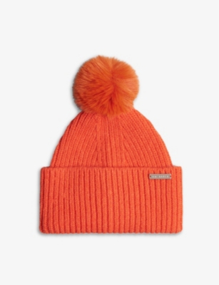 Ted Baker Womens Coral Emilyys Pom Pom-embellished Knitted Hat