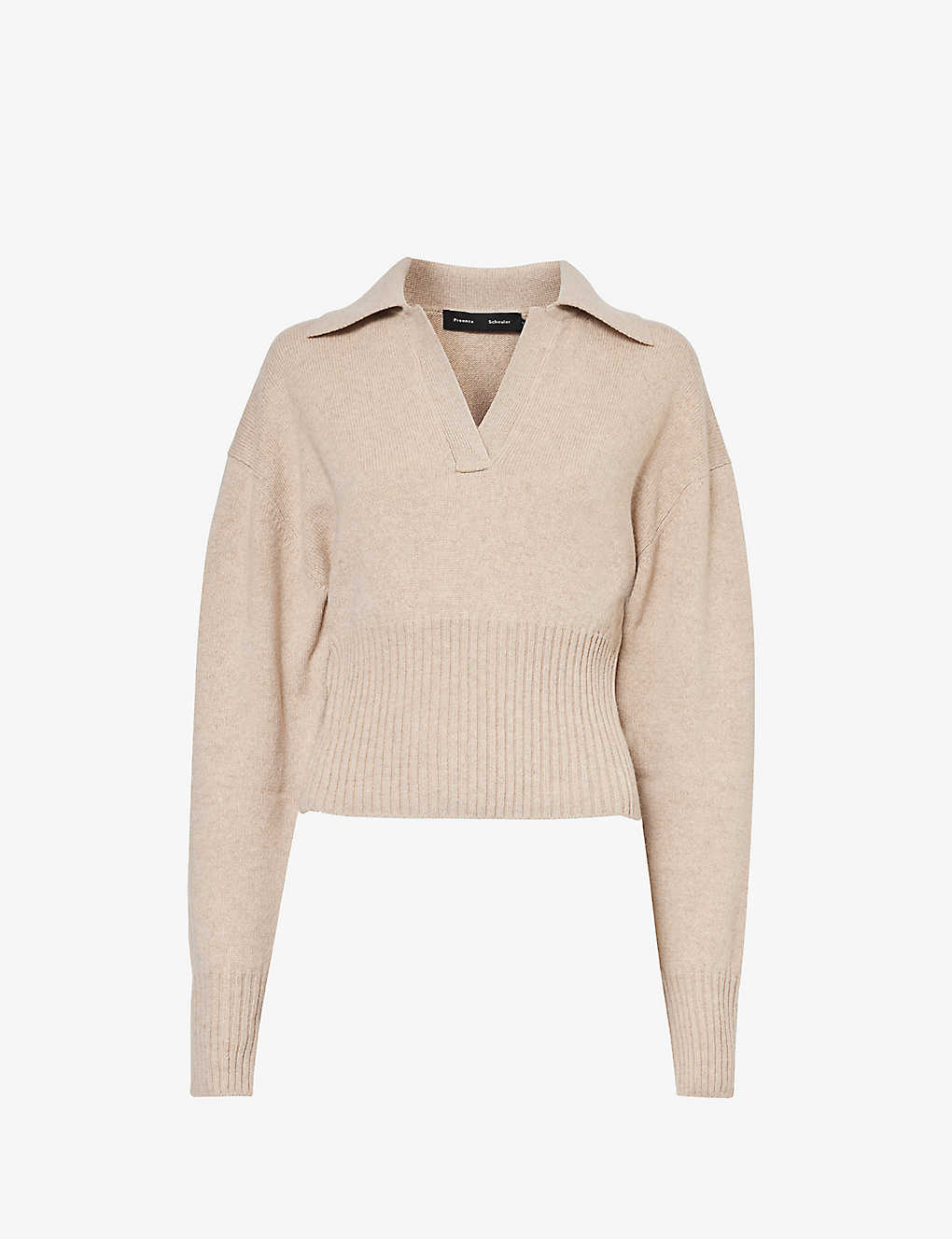 Shop Proenza Schouler Jeanne Polo-collar Cashmere And Wool Jumper In Oatmeal