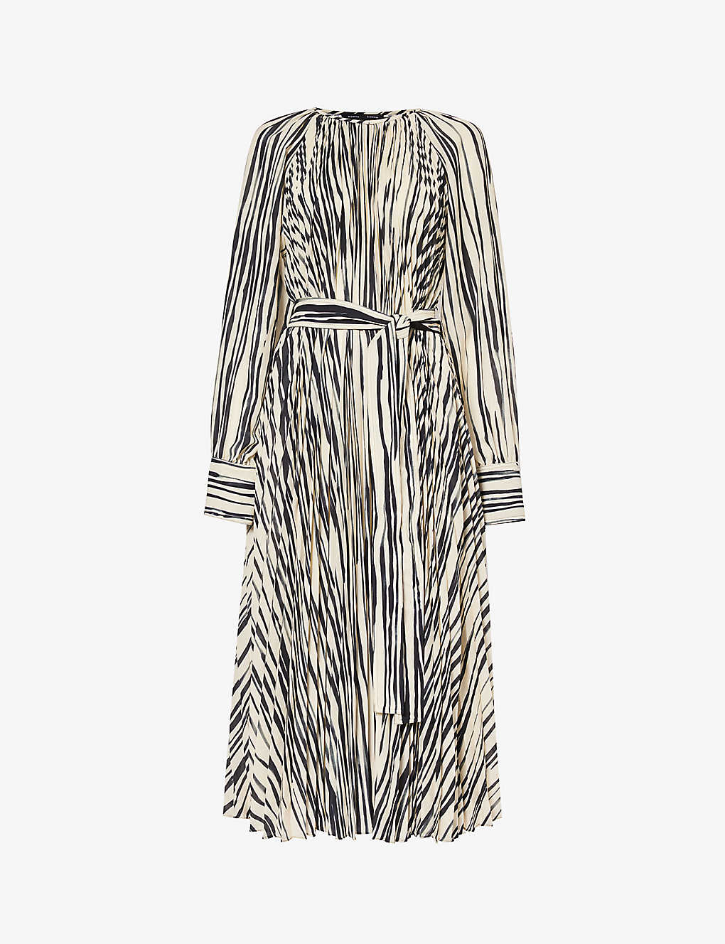 Shop Proenza Schouler Womens Ecru Multi Flou Striped-pattern Woven Midi Dress