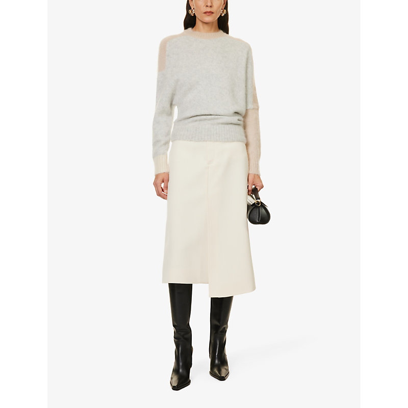 Shop Proenza Schouler Womens Grey/beige Patti Relaxed-fit Mohair Wool-blend Jumper In Grey Multi