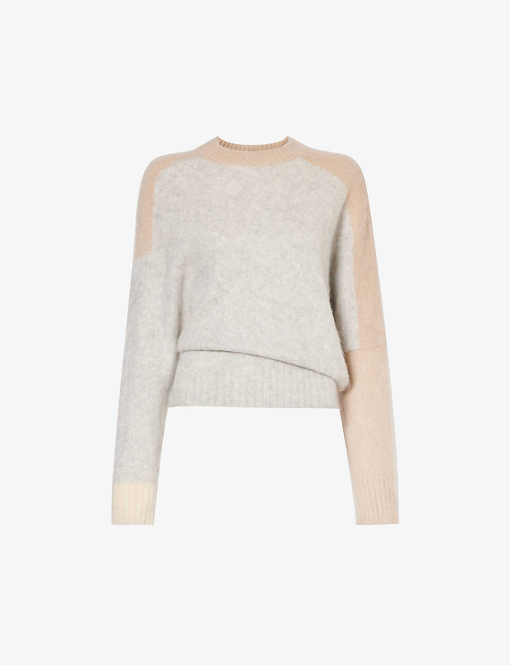 Proenza Schouler Patti Bicolor Fuzzy Asymmetric Mohair Sweater In Grey Multi