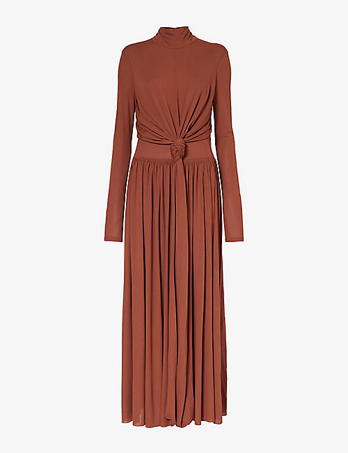 PROENZA SCHOULER: Pleated-skirt knotted woven maxi dress