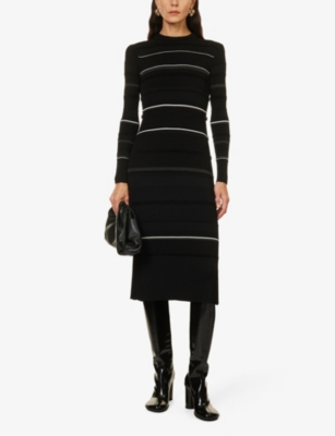 Shop Proenza Schouler Women's Black Multi Rachel Slim-fit Stretch-woven-blend Midi Dress