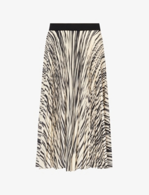 Proenza Schouler Korine Striped Pleated Midi Pull-on Skirt In Ecru Multi