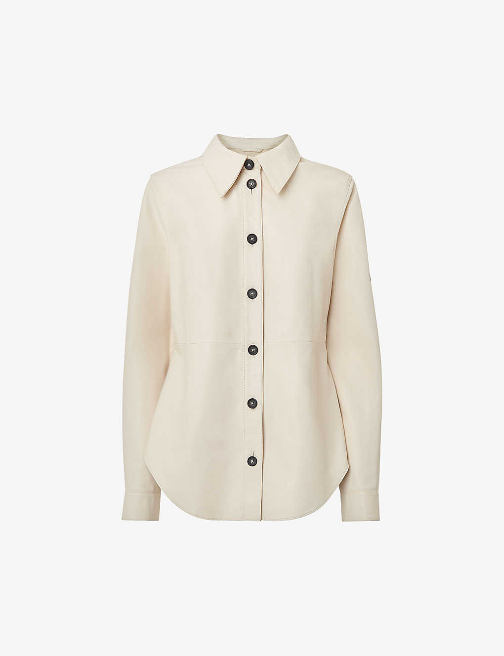 Whistles Womens Cream Kelly Slim-fit Leather Shirt