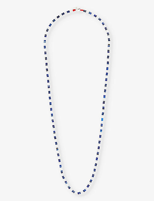 MIANSAI: Lapis rhodium-plated sterling-silver, moonstone and lapis lazuli necklace