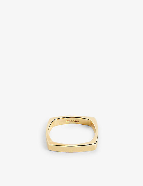MIANSAI: Level slim-band sterling-silver 14ct yellow-gold plated ring