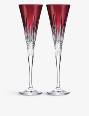 WATERFORD WATERFORD PAIR OF NEW YEAR CELEBRATION CRYSTAL FLUTE GLASSES