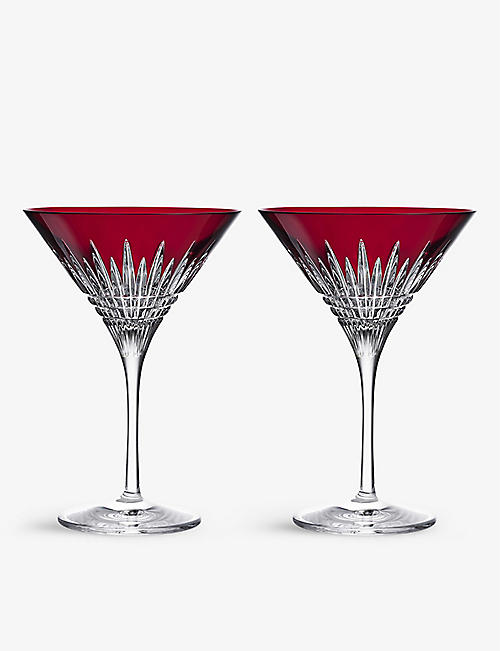 WATERFORD: Pair of New Year Celebration crystal martini glasses