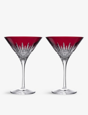 WATERFORD Pair of New Year Celebration crystal martini glasses