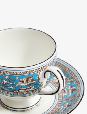 Wedgwood Florentine Turquoise Bone-china Teacup And Saucer