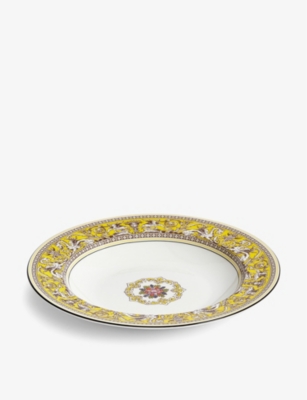 WEDGWOOD: Florentine Citron bone-china rim soup bowl 22.8cm