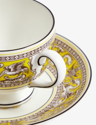 WEDGWOOD: Florentine Citron bone-china teacup and saucer