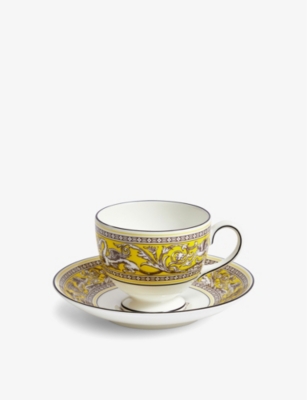 Shop Wedgwood Florentine Citron Bone-china Teacup And Saucer