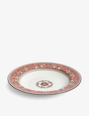 WEDGWOOD: Florentine Salmon bone-china rim soup bowl 22.8cm