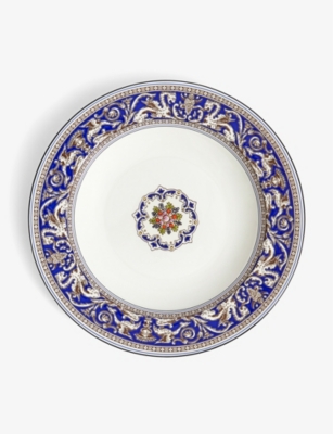 WEDGWOOD: Florentine Marine bone-china rim soup bowl 22.8cm
