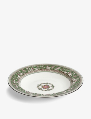 WEDGWOOD: Florentine Verde bone-china rim soup bowl 22.8cm