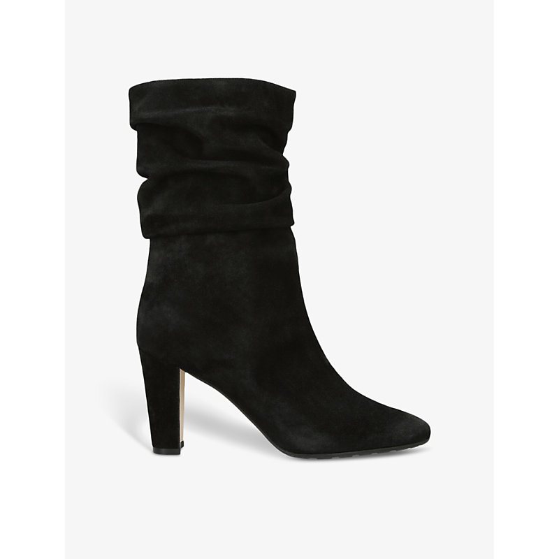 MANOLO BLAHNIK MANOLO BLAHNIK WOMENS BLACK CALASSO RUCHED SUEDE HEELED ANKLE BOOTS