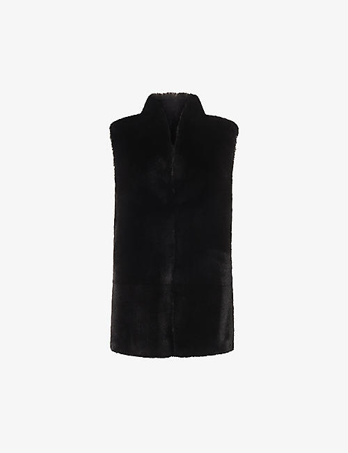 WHISTLES: High-neck mid-length faux-fur gilet