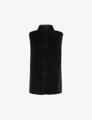 Whistles Faux Fur Waistcoat In Black